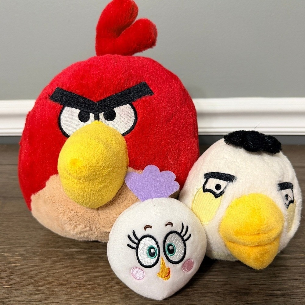 Angry Birds Plush Lot Red Matilda White Bird Hatchling Stuffed Animal Toy